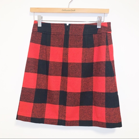 J.Crew Factory Wool-blend Red Buffalo check skirt - Picture 6 of 9
